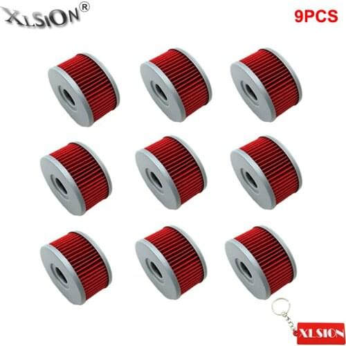 XLSION 9Pcs Oil Filters For Suzuki VL125LC VL250LC Intruder GZ250 Marauder DRZ250 VL125 GN250 GN400 Motocross
