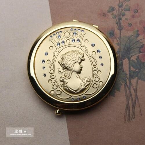 Russian make-up mirror circular double-sided mirror portable make-up mirror golden palace Peacock Princess mirror