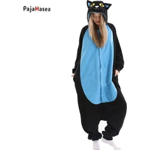 Midnight Cat Kigurumi Men Onesie For Adult Purple Blue Pijamas Women Girl Sleepwear Cartoon Anime Pajamas Cosplay Costume Outfit