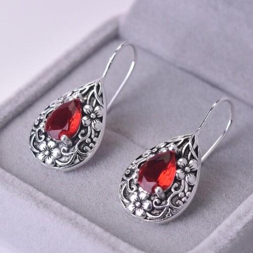 MENGYI Retro Water Drop 9 2 5 Drop Earrings National Women Earrings With Carved Patterns Wedding/ Party Exquisite Jewelry
