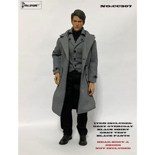 1/6 Scale Gothic Male soldier Figure Costume Grey Coat Suit For 12 inches Action Figure Body Doll DIY Accessories