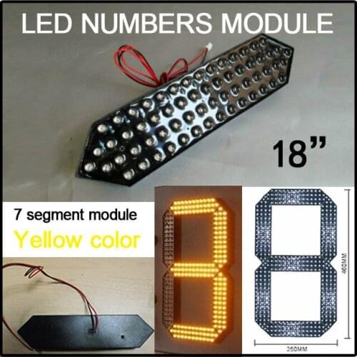 18" yellow color 7 segment of the modules,led numbers signs parts,led billboard score,outdoor waterproof led display screen