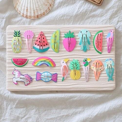 2PCS Creative Birdie Watermelon Pineapple Fruit Hairpins Girls Hair Accessories Children Headwear Baby BB Hair Clips Headdress