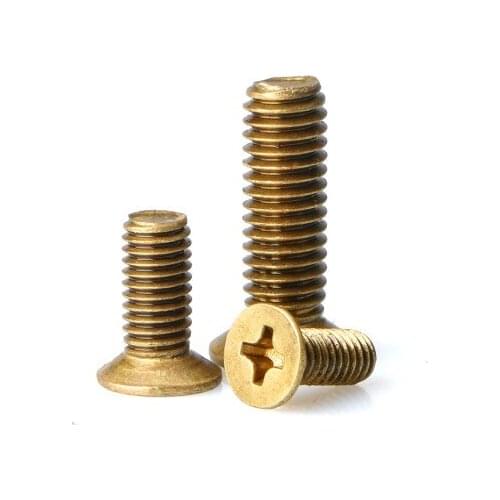 20pcs M4 Phillips countersunk copper screws cross flat head machine teeth screw mechanical bolts brass bolt GB819 6mm-50mm long