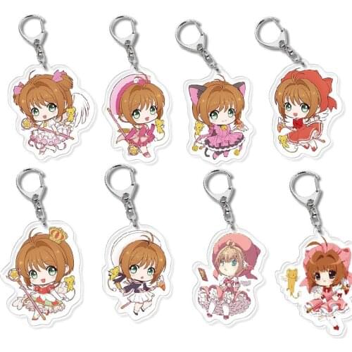 Anime Kinomoto Cardcaptor Sakura Key Chain Pendant Acrylic Keychain Cartoon Kawaii Figure Keyring