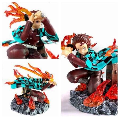 Anime Demon Slayer: Kamado Tanjirou GK Flame Statue Model Box Figure anime figure