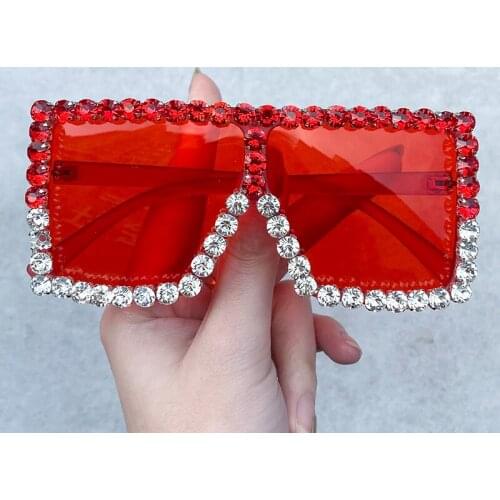 Oversized Square Sunglasses Women Diamond Rhinestone Sunglasses Men Luxury Brand Designer Glasses Eyeglasses Eyewear Vintage