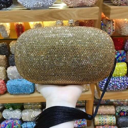 XIYUAN BRAND women purple Evening Clutch Bags Full Crystal Diamonds Clutches blue Lady Handbags Wedding Purse Chain Shoulder Bag