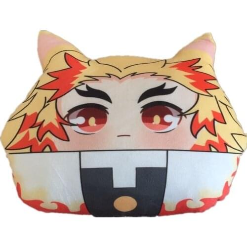 Kimetsu no yaiba Throw Pillow Dolls with Cute Cat Ears Tanjirou Nezuko Zenitsu Giyuu Demon Slayer Back Cushion Plush Toys 30cm