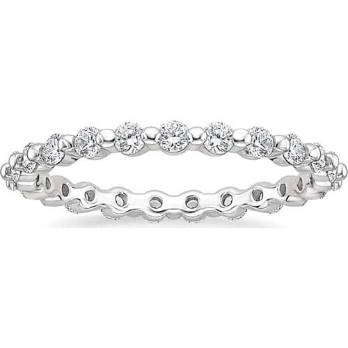 EAMTI 2mm 925 Sterling Silver Wedding Band for Women Cubic Zirconia Full Eternity Stackable Engagement Ring Size 3-12