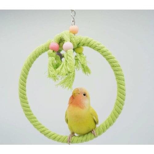 Parrot Toy Hanging Swing Ring Cotton Rope Bird Perch Parrot Stand BitingToy Balance Training Chewing Toy For Small Bird Supplies