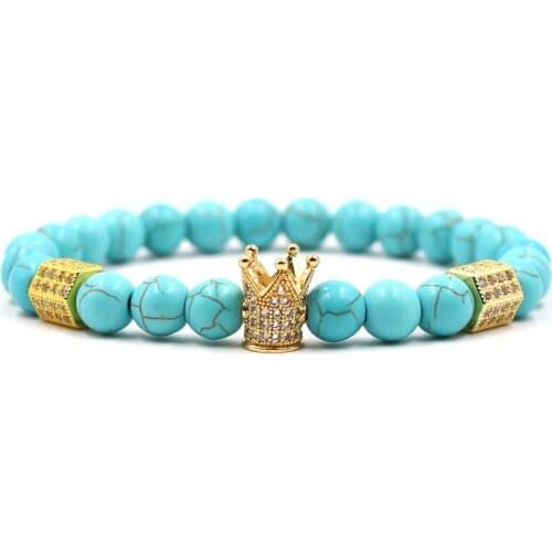 Classic Crown Beaded Bracelet White Natural Stone Beads Bracelet Braceletfor Women Friend Gift Charm Strand Jewelry 2019