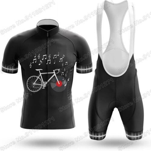 Suit Music Bike Mens 2021 Cycling Jersey Set Summer Cycling Clothing Road Bike Mountain Bicycle Shirt Bib Shorts MTB Ropa