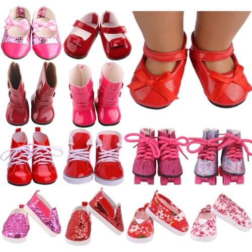 Doll Shoes Accessories Red Series Fit 18 Inch American And 43 Cm New Born Baby Generation Birthday Girls Russia DIY Toy Gifts