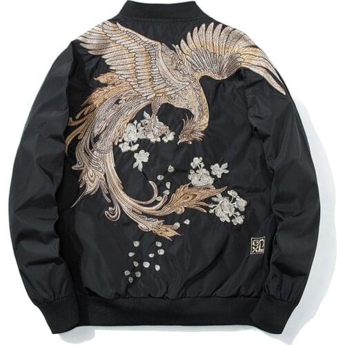 Spring Pilot Bomber Jacket Men Women Bird Embroidery Baseball Jacket Fashion Casual Youth Couples Coat Japan Streetwear
