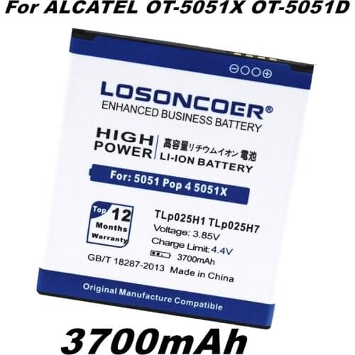 LOSONCOER TLP025H7 3700mAh TLP025H1 For Alcatel OneTouch POP 4 OT-5051D OT-5051X 5051X 5051J 5051M 5051D Good Quality Battery