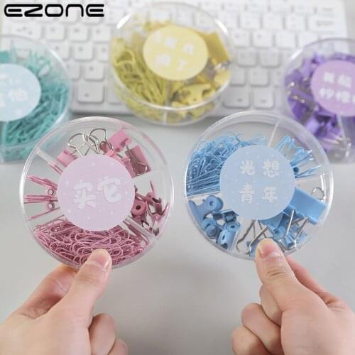 EZONE Document File Metal Clips Set Elliot Folder File Folder Office And Student Supplies School Pin Colorful High Quality Cheap