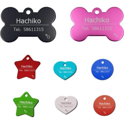 YVYOO aluminum Pet dog collar accessories customized dog cat ID tag name telephone Free engraving Multiple languages AAAA