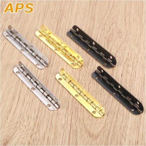 4Pcs 65*15mm Cabinet Door Luggage Hinges 6 Holes Jewelry Wood Boxes Hinge Furniture Decoration W/Screws Gold/Silver/Bronze