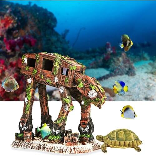 Resin Craft Mecha Robort Dog Miniature Fish Tank Realistic Mecha Robort Dog Ornaments Aquarium Fish Hiding Decoration