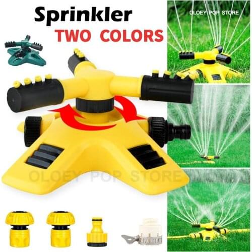 Garden Lawn Sprinkler 360 Degree Rotating Nozzle Trigeminal Tandem Automatic Irrigation Water Grass Rotary System Home Supplies