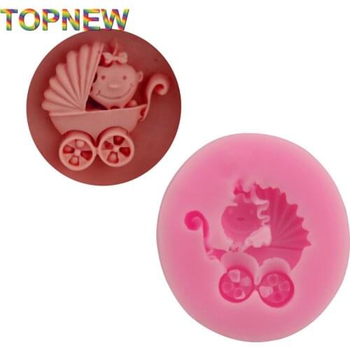 3D Silicone baby carriage stroller Mold Fondant Non-Stick Cake Decorating Tools Soap Mould kitchen Cooking Tools C1777