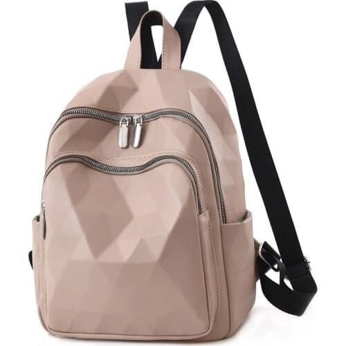 SMOOZA Women Backpack PU Leather School Bags for Teenager Girls Simple Plaid Female Rucksack Preppy Style Travel Knapsack