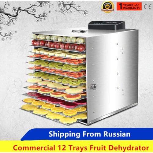 12 Trays Food Dehydrator Fruit Drying Machine Dryer For Vegetables Dried Fruit Meat Drying Machine Stainless Steel Visible