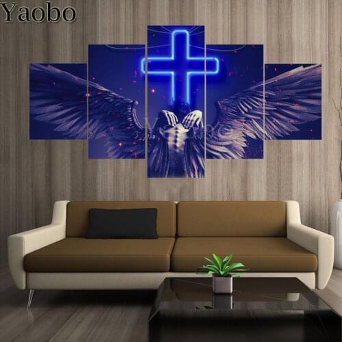 Yaobo 5 Piece Angel cross diamond painting rhinestone full square/round drill mosaic diamond embroidery religion icon