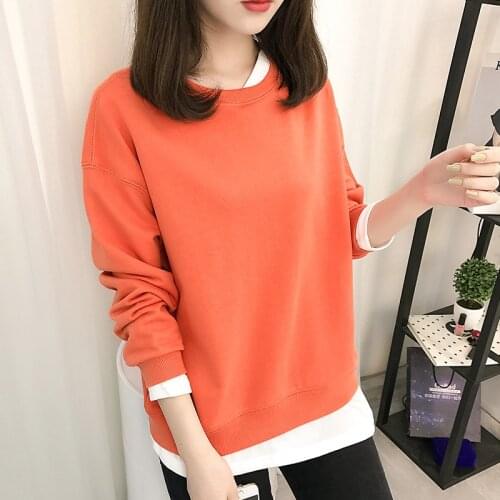 2018 New Autumn Hoodies Women Casual Loose Patchwork Sweatershirts Ladies Long Sleeve Pullover Hoodies Tops Plus Size 2XL AB970