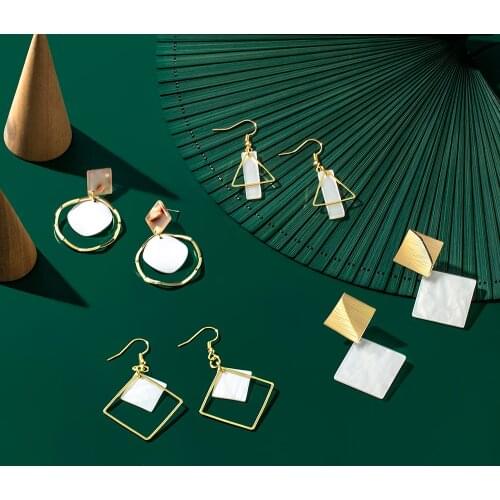 BLINLA Fashion Korean Acrylic Geometric Dangle Earrings For Women Simple Round Square Small Drop Earring 2020 New Design Jewelry