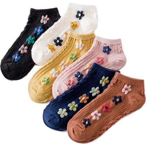 Women Socks Cotton Summer Flowers Patterned Fashion Harajuku Casual Comfortable Short Ankle Socks For Ladies Breathable Sox Meia