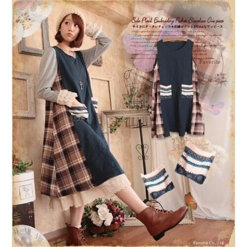 Mori Girl Plaid Cotton Tank Dress Preppy Novelty Vestido Tunic Hippie Boho Sarafan Crochet Robe Ropa Mujer Women Dress Clothing