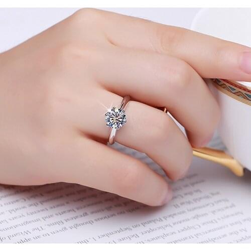 100% 925 sterling silver ring 1ct 2ct Classic style Diamond jewelry Moissanite ring Wedding Party Anniversary Ring For Women