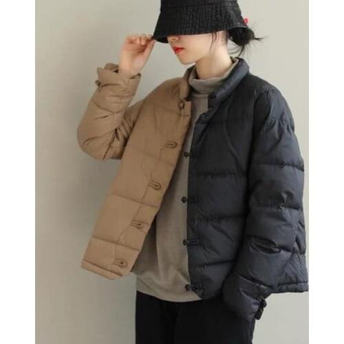 SEDUTMO Winter Vinatge Patchwork Duck Down Coat Womens Slim Down Jackets Autumn Fashion Casual Parkas ED1430