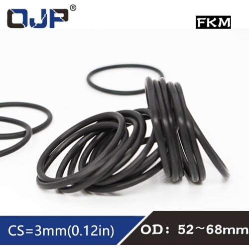 1PC Black FKM Rubber O-rings Seals OD52/54/55/56/58/60/62/65/68*3mm O Ring Seal Gaskets Oil resistance Ring Fuel Sealing Washer