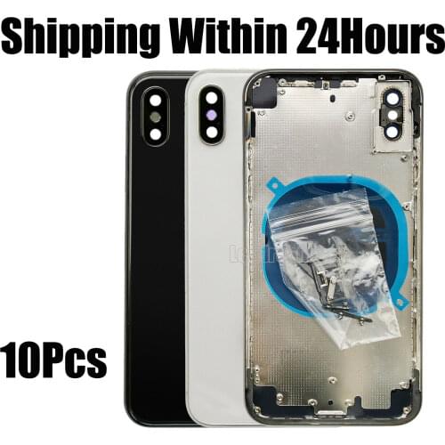 10Pcs Back Housing cover For iPhone X XS Max XR Battery Cover Rear Door with Chassis Frame + SIM Tray + Side Key Parts