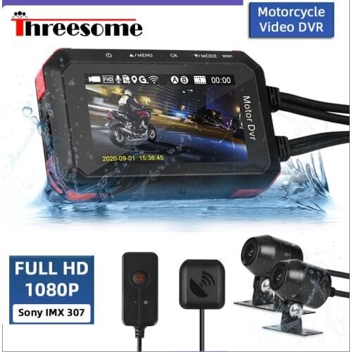 128G Moto Dash Cam IPS Screen Motorcycle Video DVR 1080P Registrar GPS Track Playback Parking Monitoring G-sensor Waterproof