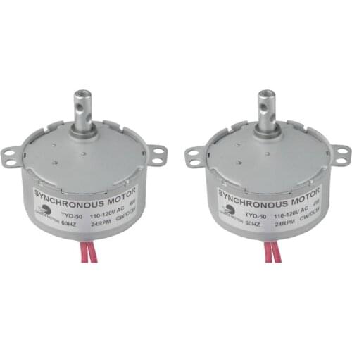 CHANCS Slow Speed Electric TYD-50 110V AC 24RPM CW/CCW Permanent Magnet Synchronou Electric Motor 2PCS