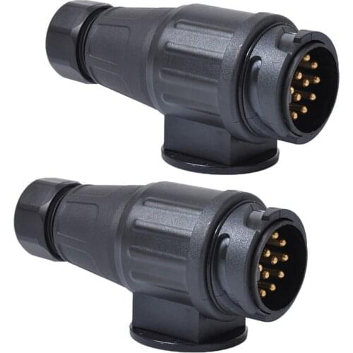 2pcs 12V 13 Pin Trailer Plug Adapter Nylon 13 Pole Trailer Electrical Connector Wiring Connector Adapter (Black)