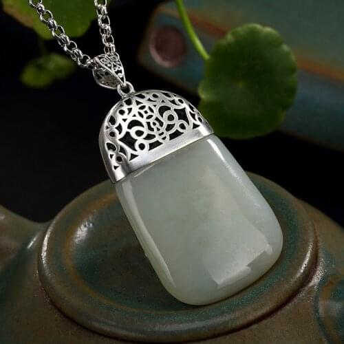 2018 Hot Sale Sale Matte Inlaid Natural Restoring Ancient Ways Is Hetian Female Wholesale High-grade Sweater Chain Pendant