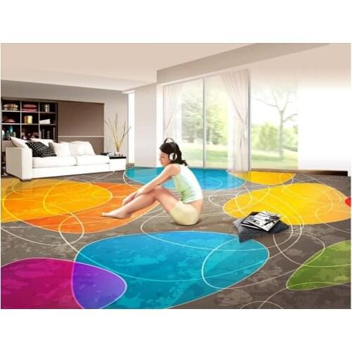 3D stereoscopic retro colorful floor Custom Photo self-adhesive PVC waterproof 3D floor 3d floor wallpapers