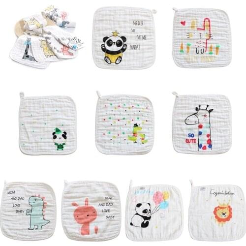 5 Pcs/pack Newborn Saliva Handkerchief Cartoon Pattern Baby Kids Bath Towel Muslin Cotton Infant Washcloth Squares 97BE