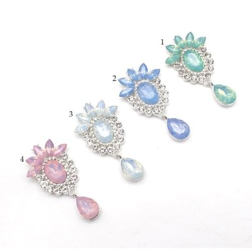 New 24*50MM 5Pcs Alloy Rhinestone Resin Handmade Sewing DIY Pendant For All Kinds Of Clothing DIY, Wedding Bow Dress Accessories