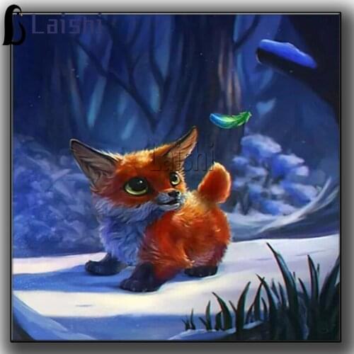 5D DIY Diamond Painting Animal Mosaic Rhinestone Cross Stitch Winter Full Square round drill Diamond Embroidery Fox Home Decor
