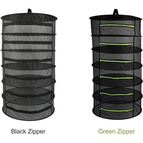 6/8 Layers Hanging Basket with Zipper Folding Dry Rack Herb Drying Net Dryer Bag Mesh For Herbs Flowers Buds Plants