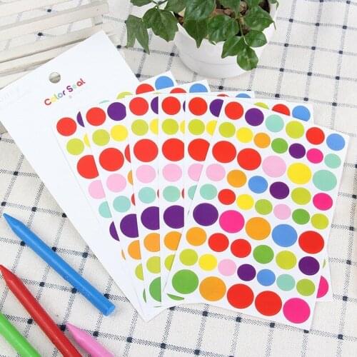 6 Sheets/set Colorful Scrapbooking Love Heart Dot Five-pointed Star Masking For Student Paper Decorative Sticker