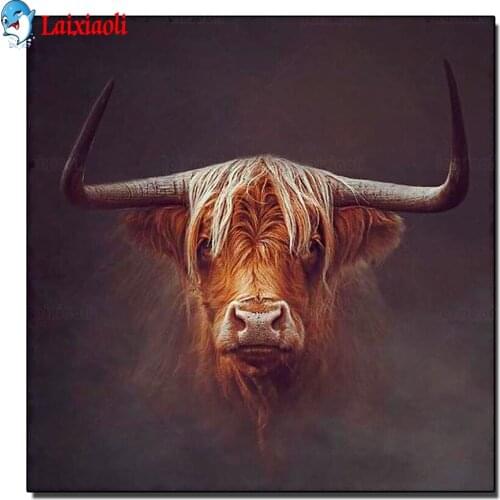 Highland Cow Diamonds Embroidery DIY Diamond painting Waste cattle 5D Full Drill rhinestone mosaic Wall Art Cattle Animal decor