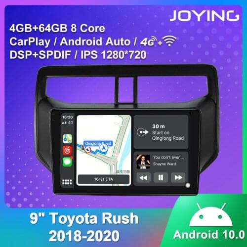 JOYING Android 10.0 9 Inch Car Radio Support WiFi/Bluetooth/Carplay/Android Auto 4G For Toyota Rush 2018-2020 FM Audio Stereo
