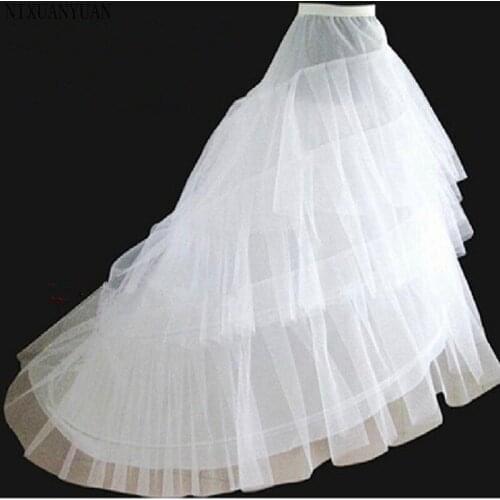 NIXUANYUAN Free shipping High Quality White Petticoat Train Crinoline Underskirt 3-Layers For Wedding Dresses Bridal Gowns